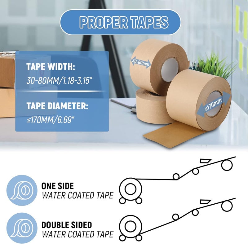 Frifreego Water-Activated Tape Dispenser, Manual Kraft Gum Tape Dispenser, Width Adjustable 1.18-3.15", Light Weight & Portable Packing Tape Dispenser Set, Blue - Image 4
